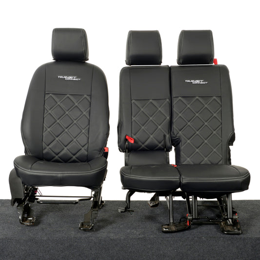 Ford Transit Connect Leatherette Front Seat Covers with 'Transit Connect' Embroidery (2014 Onwards)