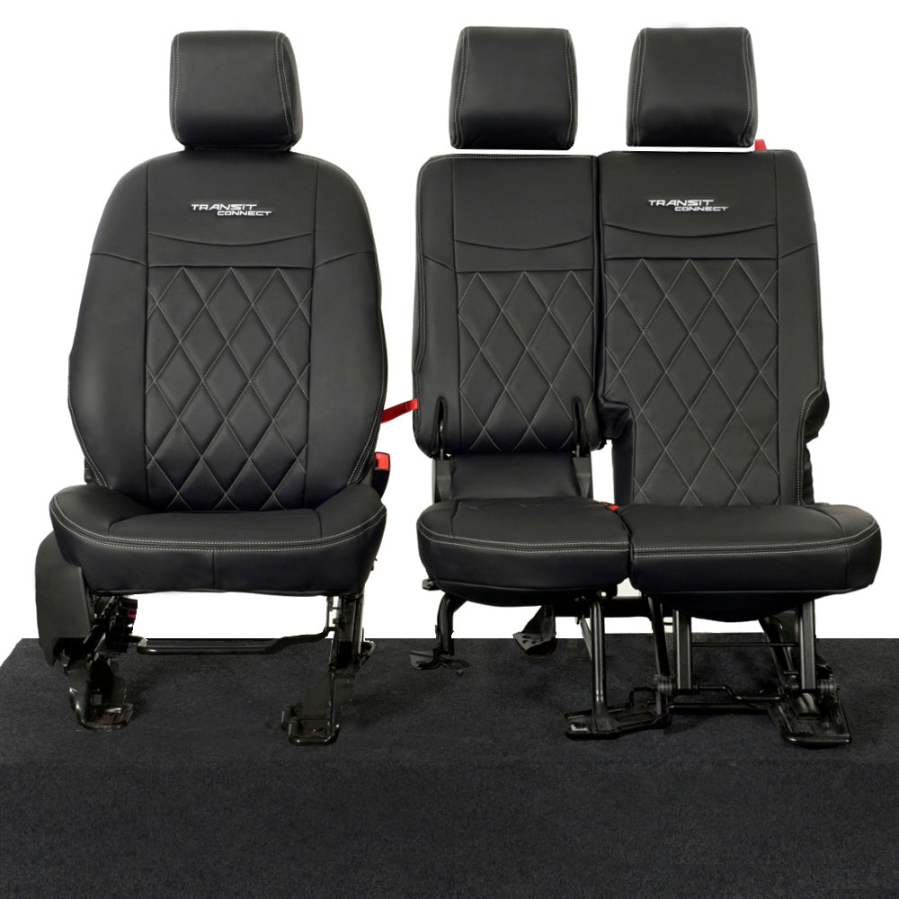 Ford Transit Connect Leatherette Front Seat Covers with 'Transit Connect' Embroidery (2014 Onwards)