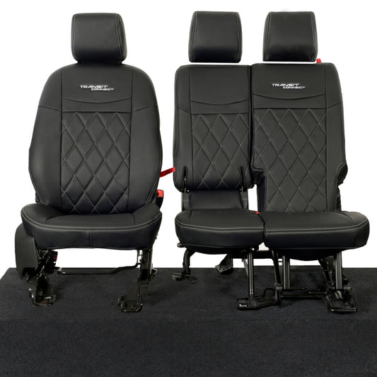 Ford Transit Connect Leatherette Front Seat Covers with 'Transit Connect' Embroidery (2014 Onwards)