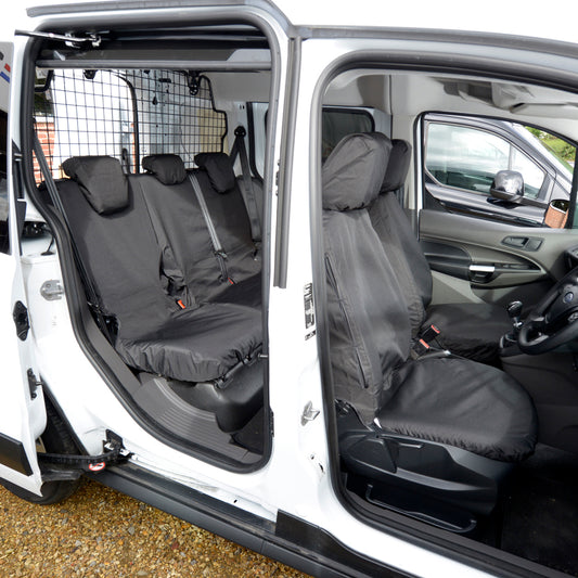 Ford Transit Tourneo Connect (2018 Onwards) Tailored Front & Rear Seat Covers (Single/Single NO Armrests) - Black