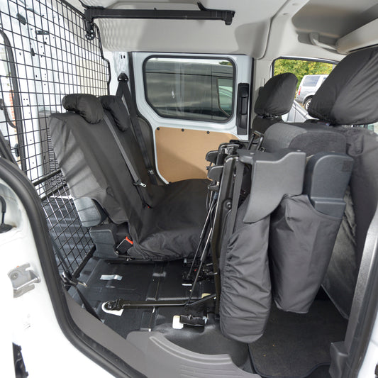 Ford Transit Tourneo Connect (2018 Onwards) Tailored Front & Rear Seat Covers (Single/Single NO Armrests) - Black