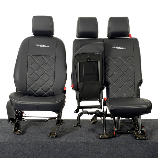 Ford Transit Connect Leatherette Front Seat Covers with 'Transit Connect' Embroidery (2014 Onwards)