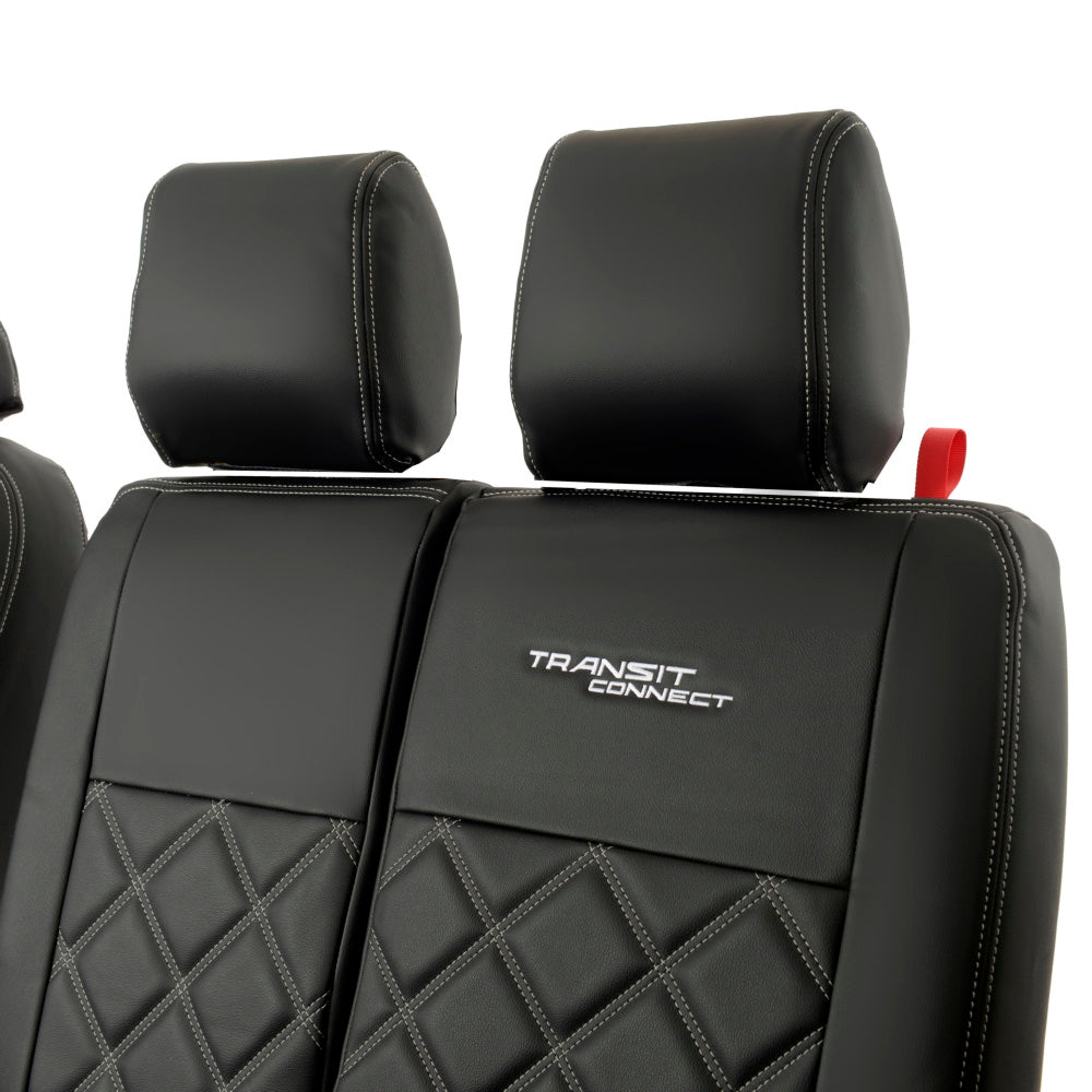 Ford Transit Connect Leatherette Front Seat Covers with 'Transit Connect' Embroidery (2014 Onwards)