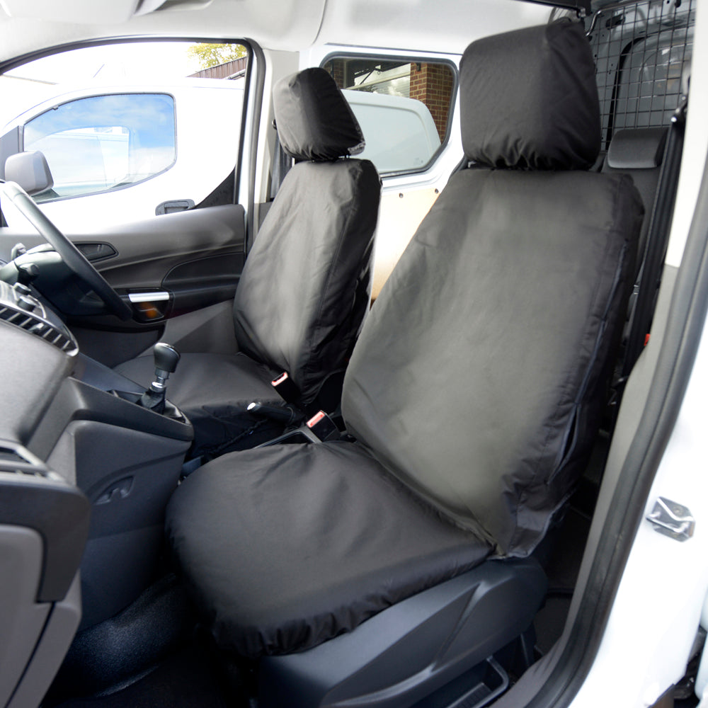 Ford Transit Tourneo Connect (2018 Onwards) Tailored Front & Rear Seat Covers (Single/Single NO Armrests) - Black