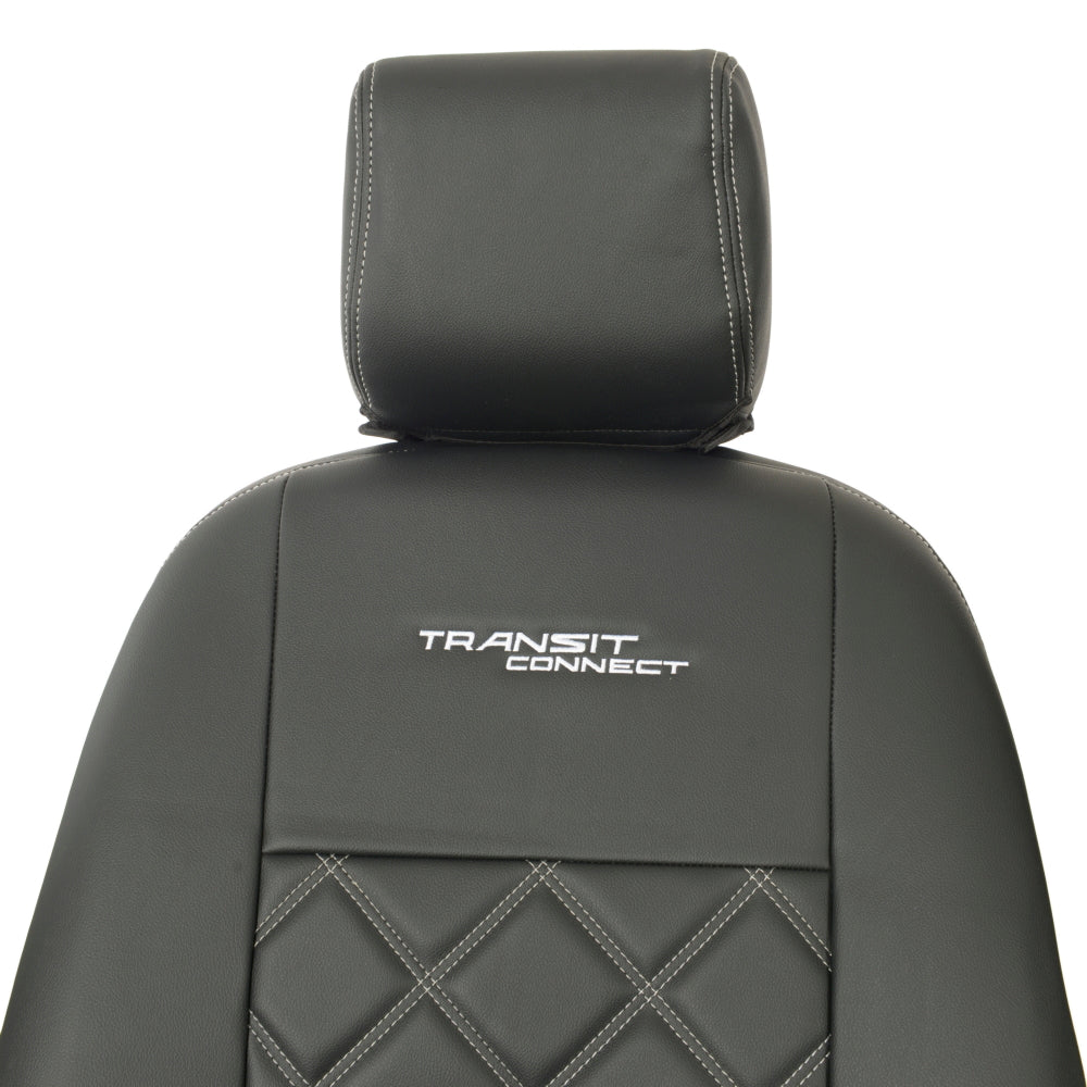 Ford Transit Connect Leatherette Front Seat Covers with 'Transit Connect' Embroidery (2014 Onwards)