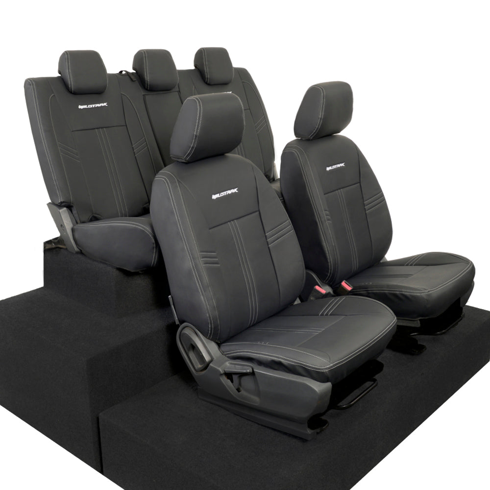 Ford Ranger Wildtrak Leatherette Front & Rear Seat Covers with 'Wildtrak' Embroidery (2016-2023)