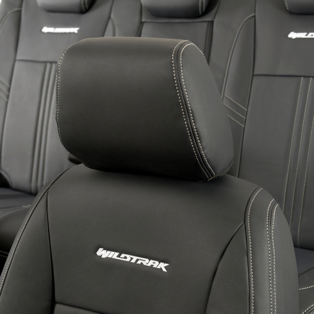 Ford Ranger Wildtrak Leatherette Front & Rear Seat Covers with 'Wildtrak' Embroidery (2016-2023)