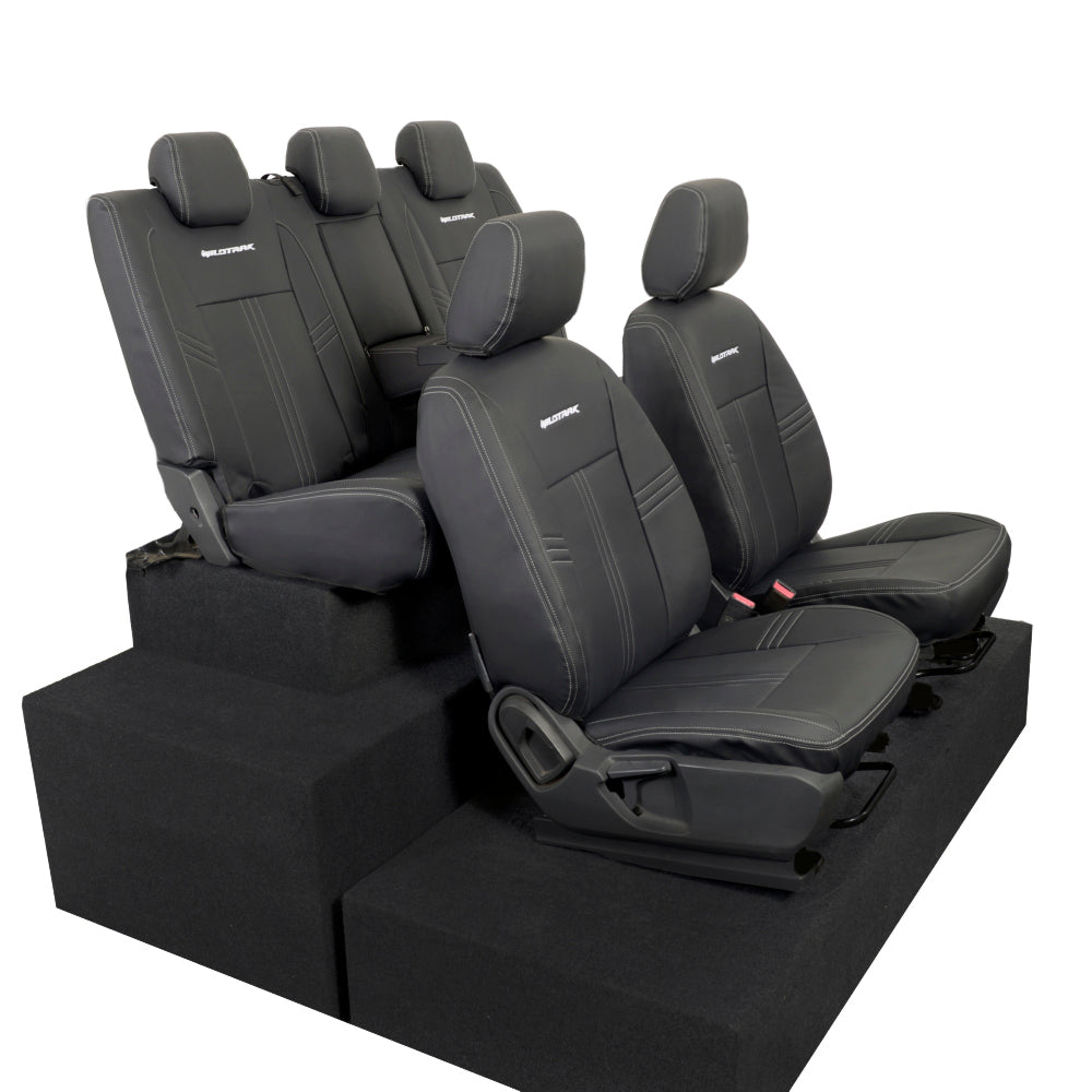Ford Ranger Wildtrak Leatherette Front & Rear Seat Covers with 'Wildtrak' Embroidery (2016-2023)