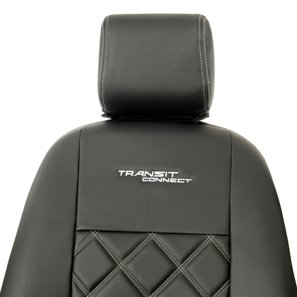 Ford Transit Connect Leatherette Front Seat Covers with 'Transit Connect' Embroidery (2014 Onwards)