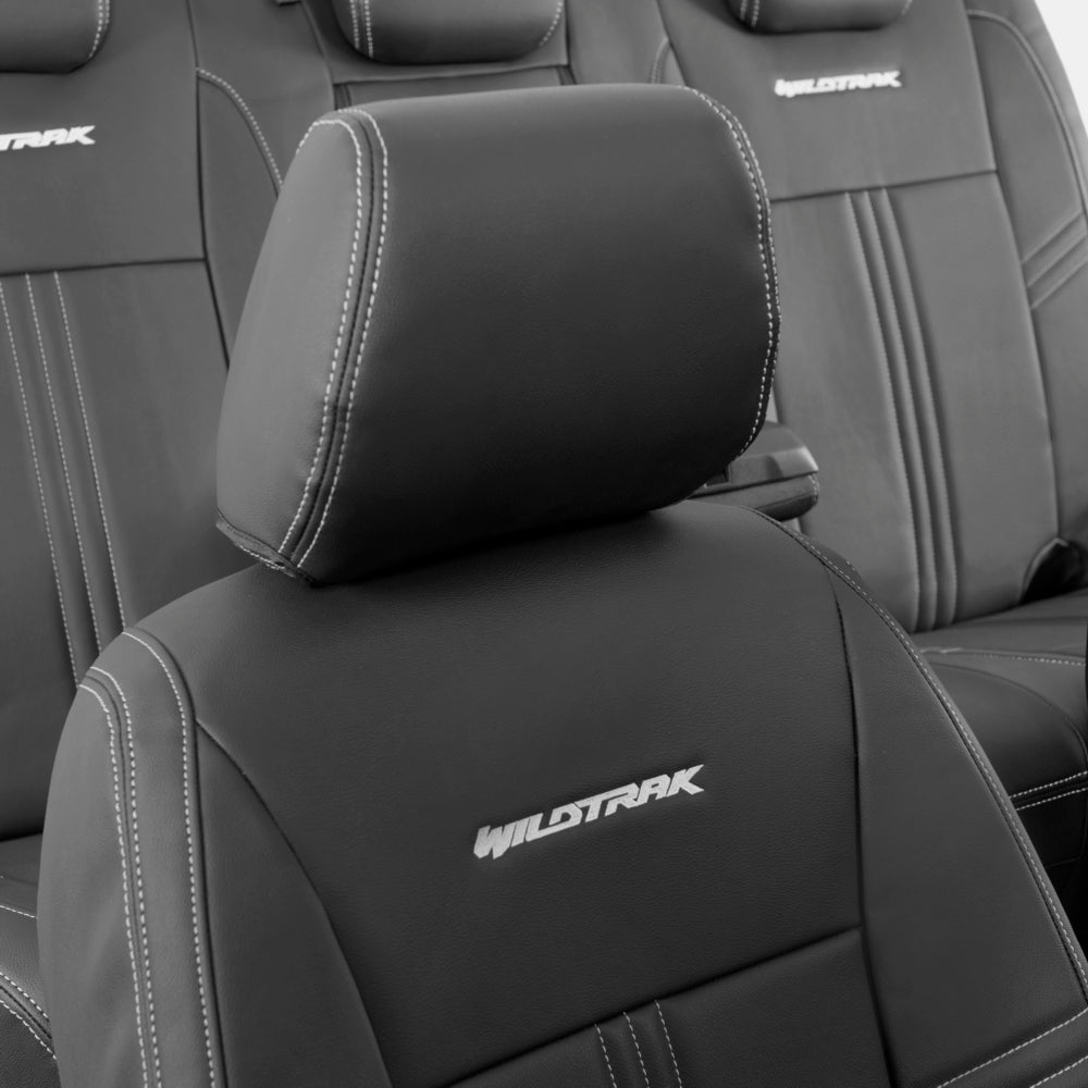 Ford Ranger Wildtrak Leatherette Front & Rear Seat Covers with 'Wildtrak' Embroidery (2016-2023)