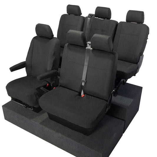 VW T6 Transporter Tailored Front & Rear Seat Covers (6 Seater, Armrests) 2003-2015