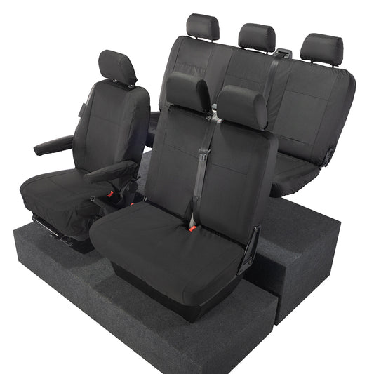 VW T5 Transporter Tailored Front & Rear Seat Covers (6 Seater, Bench, Armrests) 2003-2015