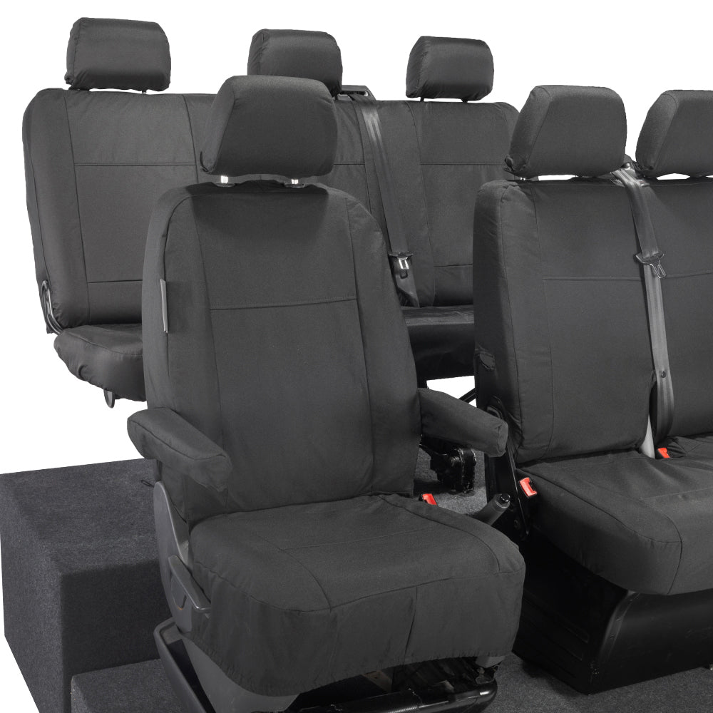 VW T6 Transporter Tailored Front & Rear Seat Covers (6 Seater, Bench, Armrests) 2015+
