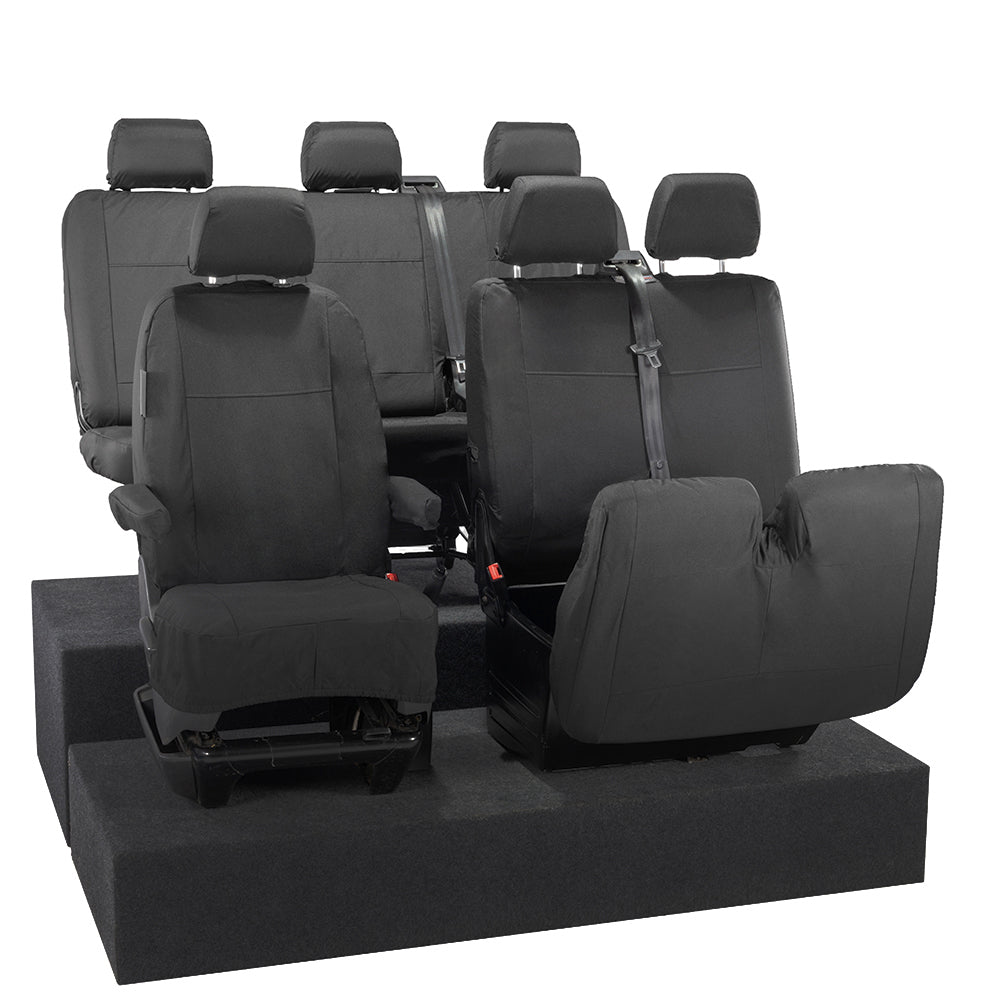 VW T6 Transporter Tailored Front & Rear Seat Covers (6 Seater, Bench, Armrests) 2015+