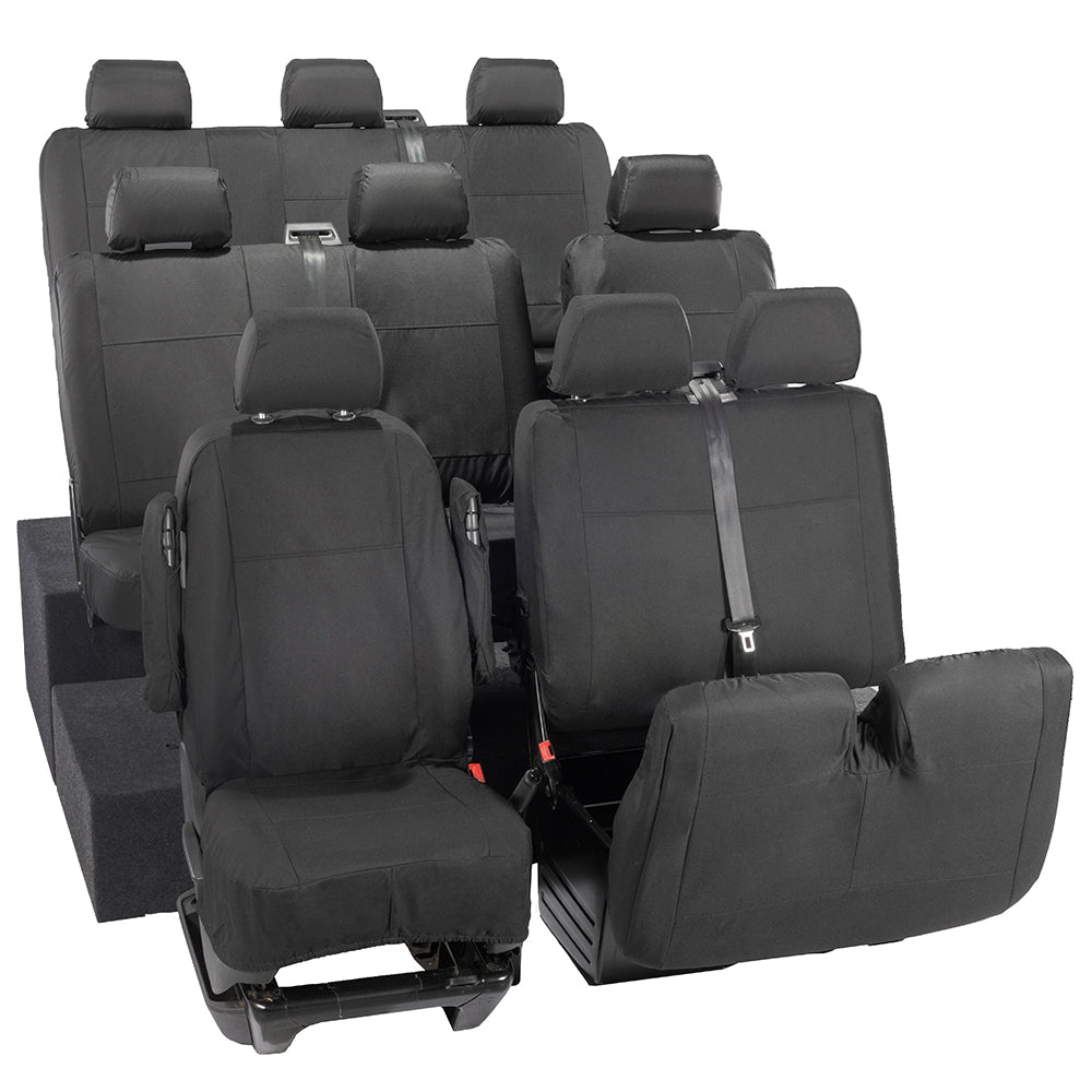 VW T5 Shuttle Tailored Full Set Seat Covers (9 Seater, Bench, Armrests) 2003-2015