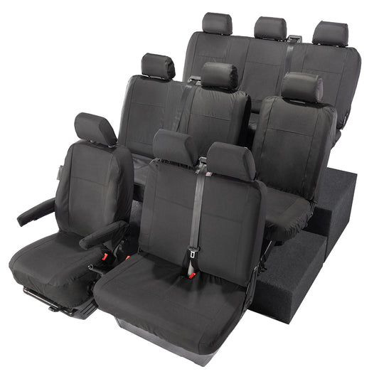 VW T5 Shuttle Tailored Full Set Seat Covers (9 Seater, Bench, Armrests) 2003-2015