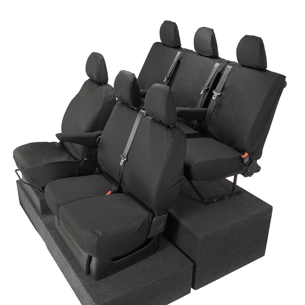 Renault Trafic Crew Cab (2014 Onwards) Tailored Front & Rear Seat Covers - Black