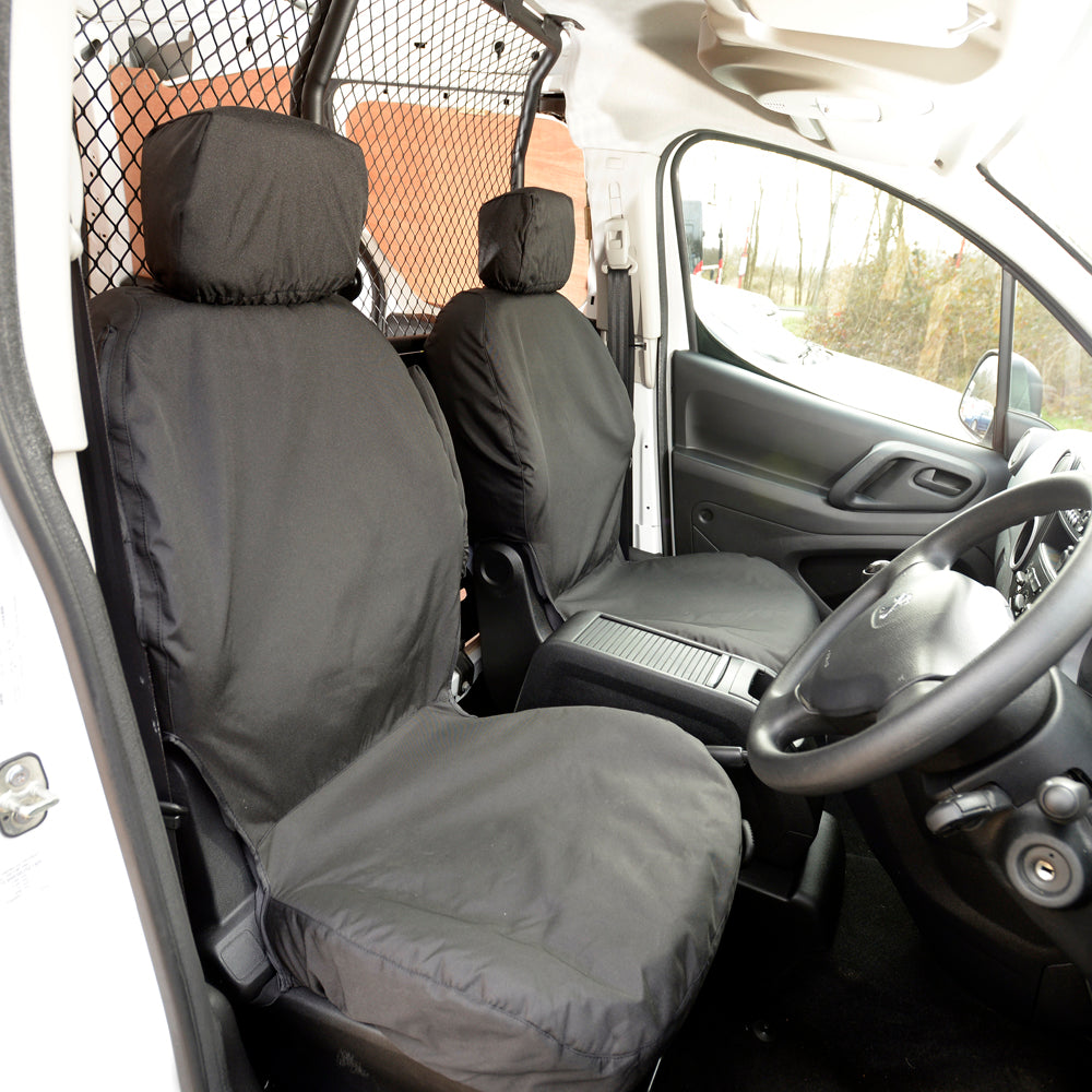 Peugeot Partner (2018 Onwards) Tailored Front Seat Covers - Black