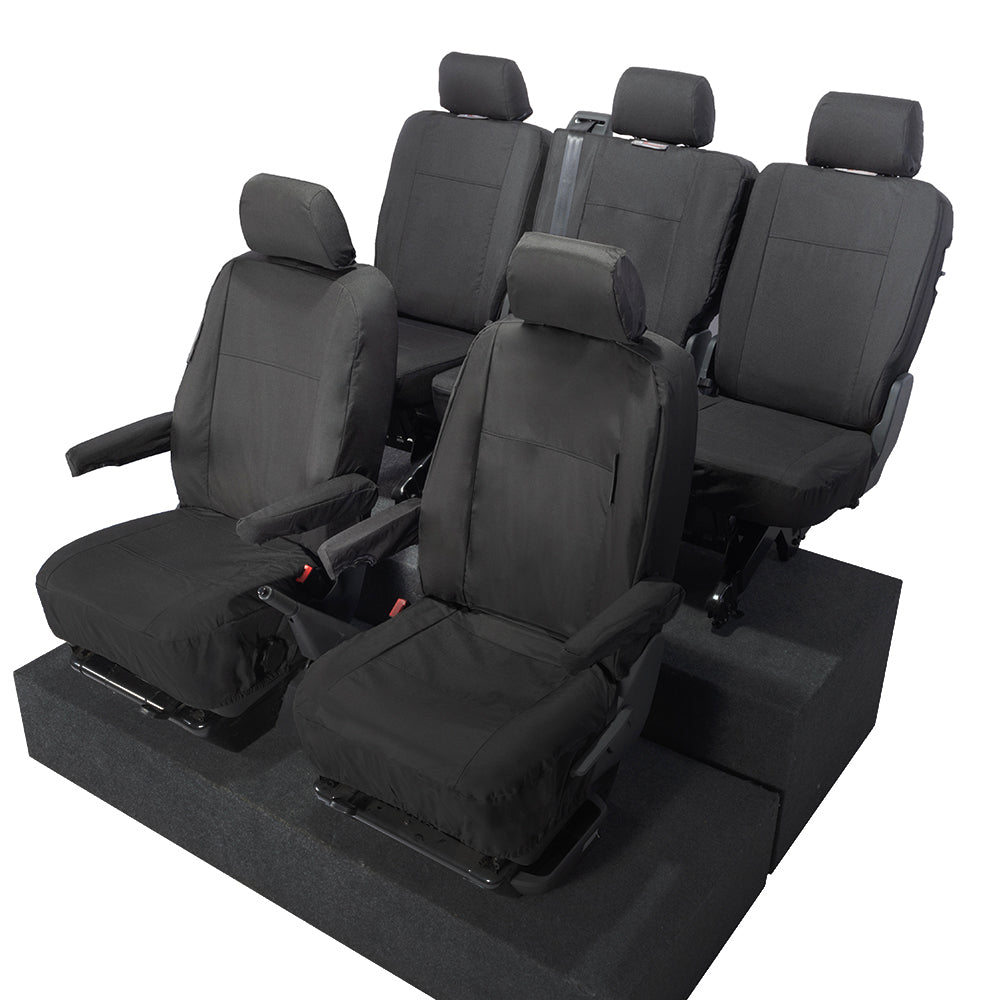 VW T6 Transporter Tailored Front & Rear Seat Covers (5 Seater, Armrests) 2015+