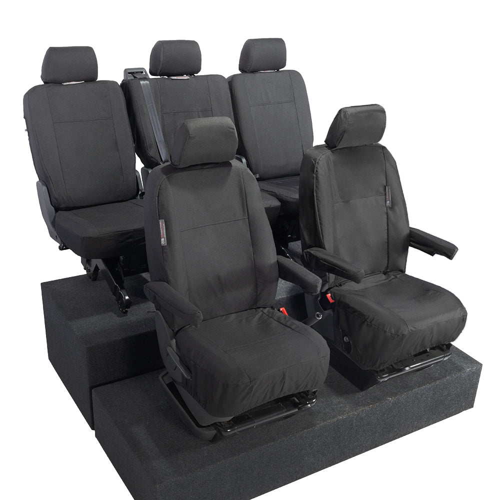 VW T6 Transporter Tailored Front & Rear Seat Covers (5 Seater, Armrests) 2015+