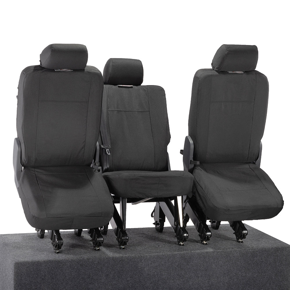 VW T6 Shuttle (2015 Onwards) Tailored 2nd Row Seat Covers (3 x Singles) - Black