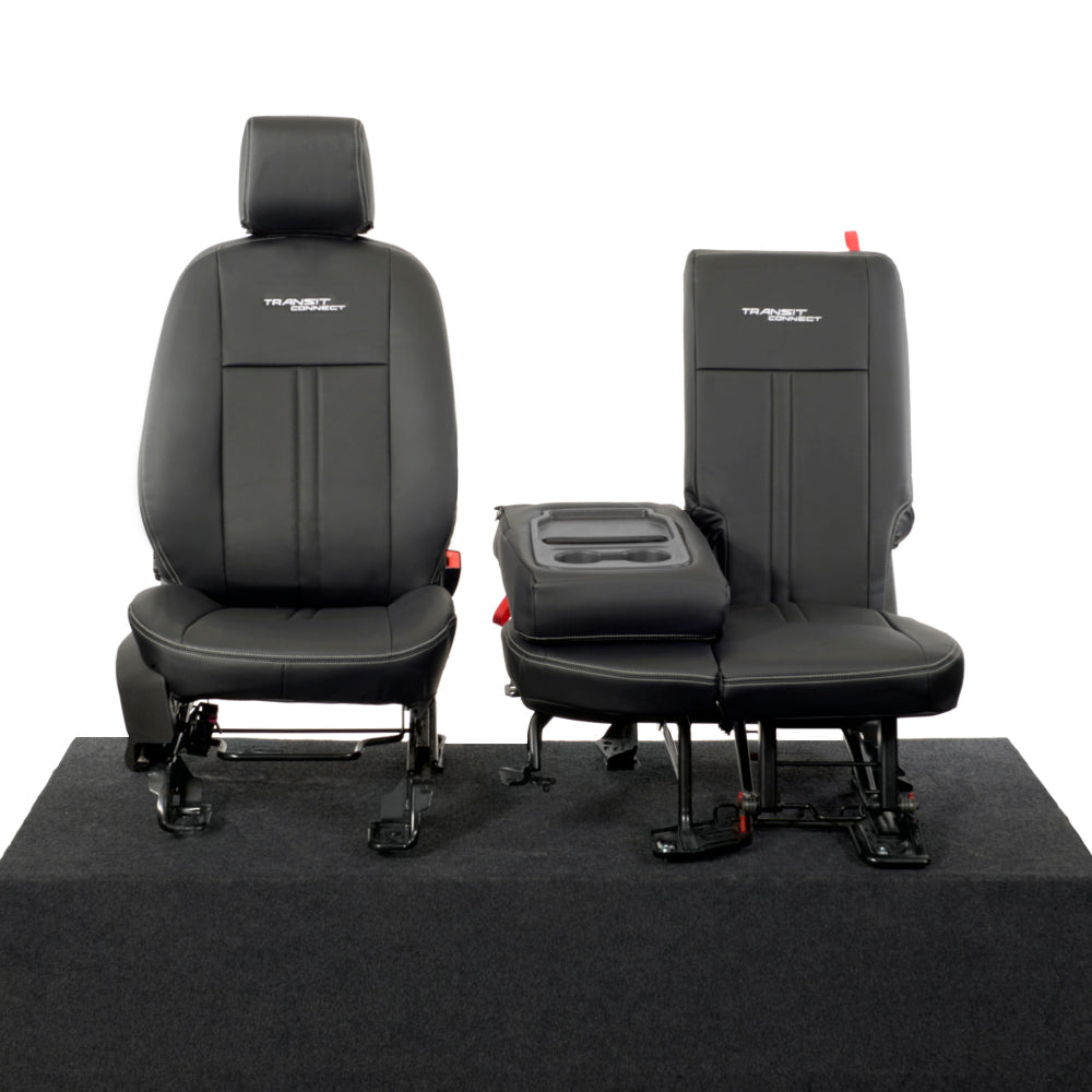 Ford Transit Connect Leatherette Front Seat Covers with 'Transit Connect' Embroidery (2014 Onwards)