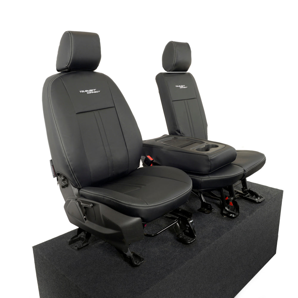 Ford Transit Connect Leatherette Front Seat Covers with 'Transit Connect' Embroidery (2014 Onwards)