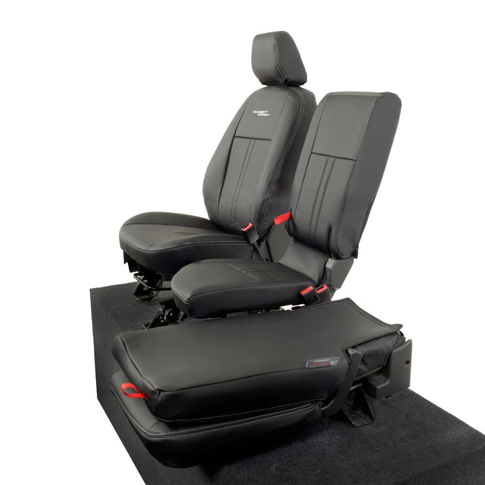 Ford Transit Connect Leatherette Front Seat Covers with 'Transit Connect' Embroidery (2014 Onwards)
