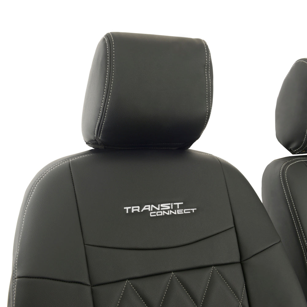 Ford Transit Connect Leatherette Front Seat Covers with 'Transit Connect' Embroidery (2014 Onwards)