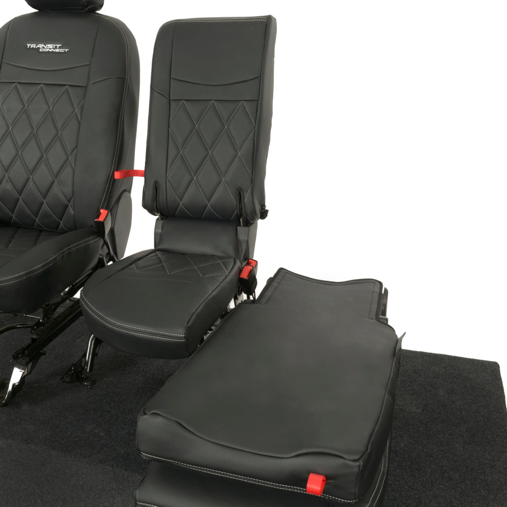 Ford Transit Connect Leatherette Front Seat Covers with 'Transit Connect' Embroidery (2014 Onwards)