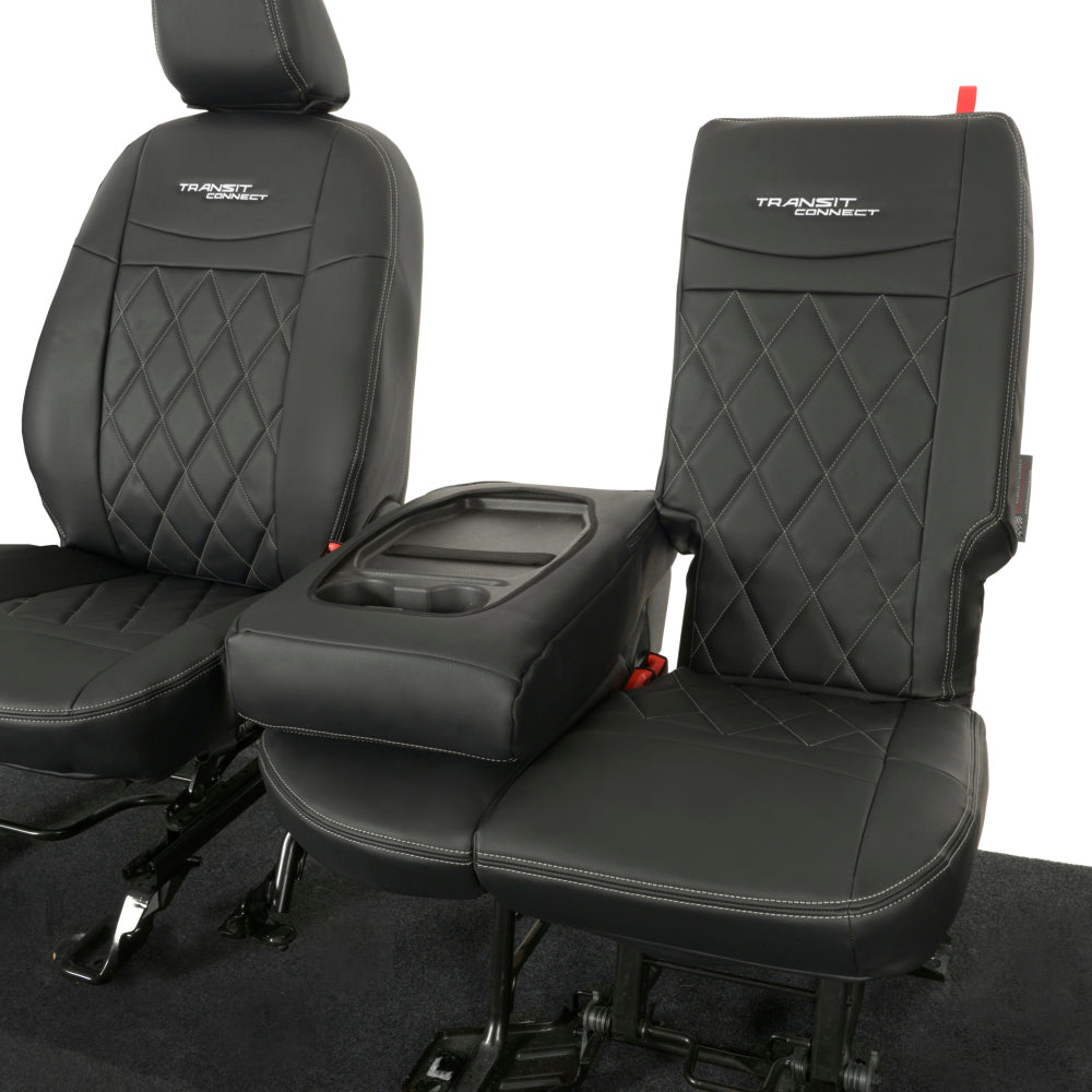 Ford Transit Connect Leatherette Front Seat Covers with 'Transit Connect' Embroidery (2014 Onwards)
