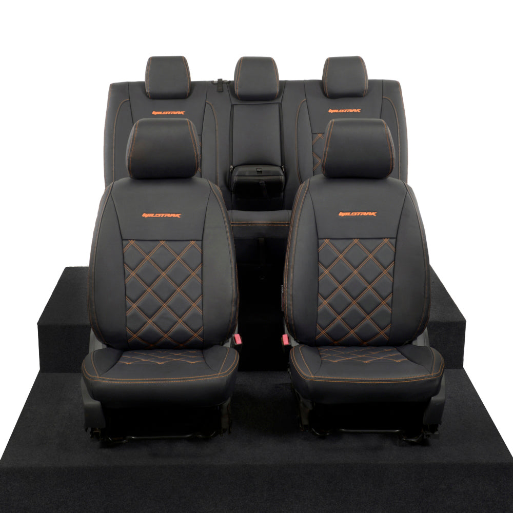Ford Ranger Wildtrak Leatherette Front & Rear Seat Covers with 'Wildtrak' Embroidery (2016-2023)