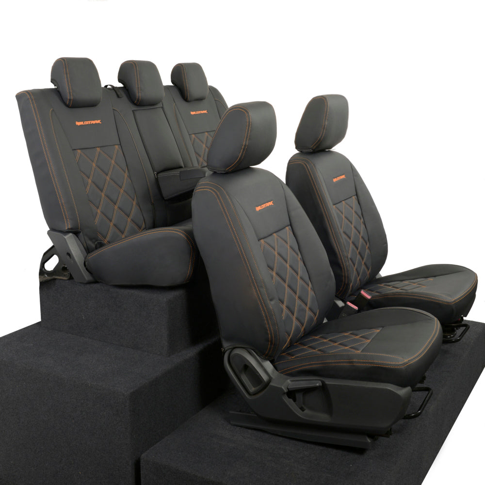 Ford Ranger Wildtrak Leatherette Front & Rear Seat Covers with 'Wildtrak' Embroidery (2016-2023)