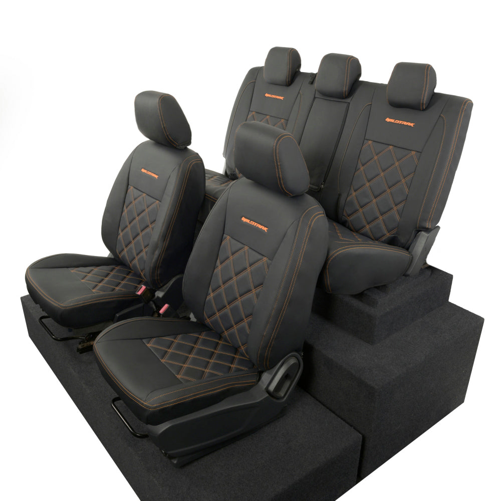 Ford Ranger Wildtrak Leatherette Front & Rear Seat Covers with 'Wildtrak' Embroidery (2016-2023)