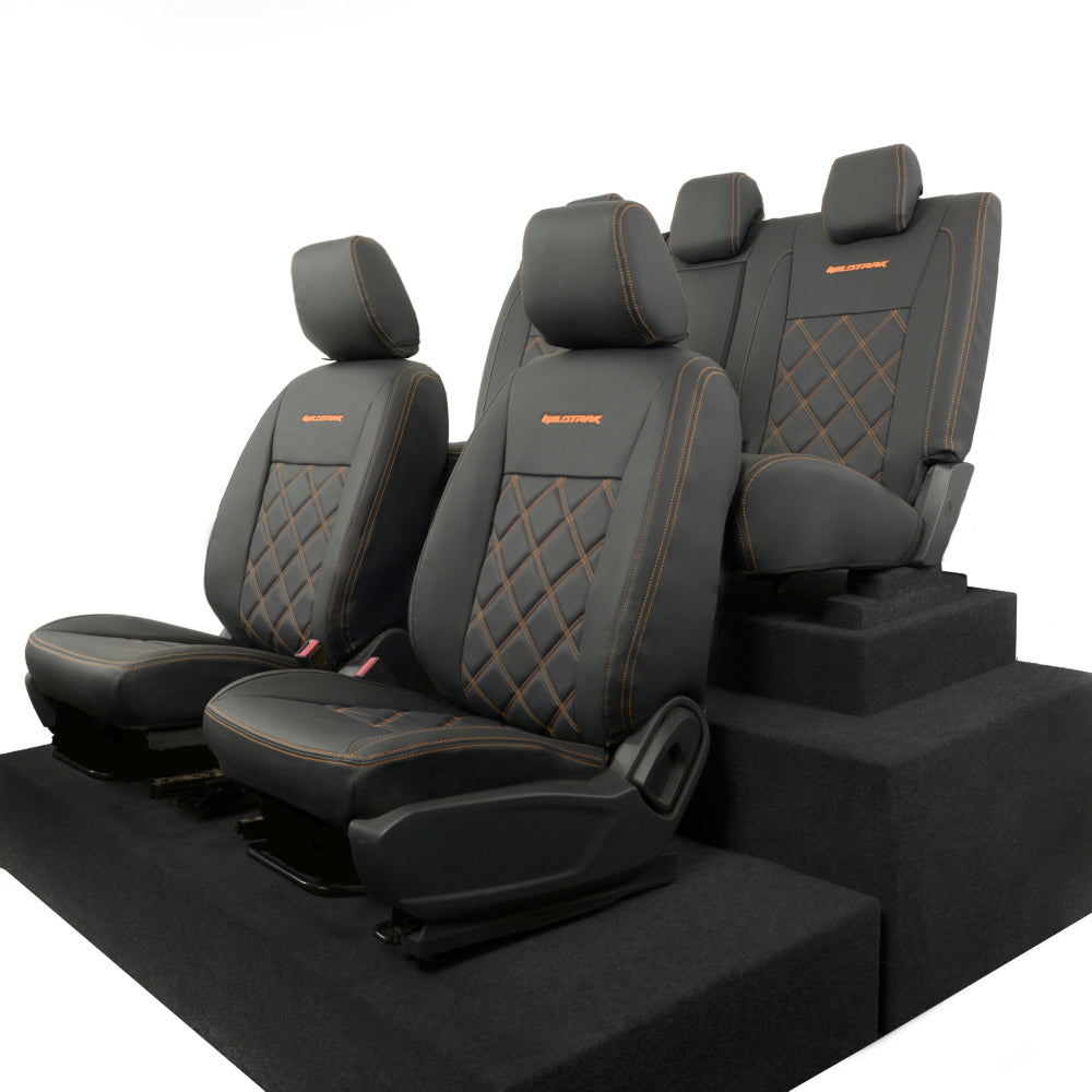 Ford Ranger Wildtrak Leatherette Front & Rear Seat Covers with 'Wildtrak' Embroidery (2016-2023)