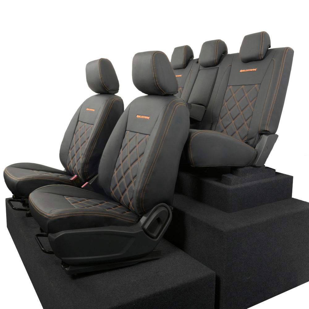Ford Ranger Wildtrak Leatherette Front & Rear Seat Covers with 'Wildtrak' Embroidery (2016-2023)