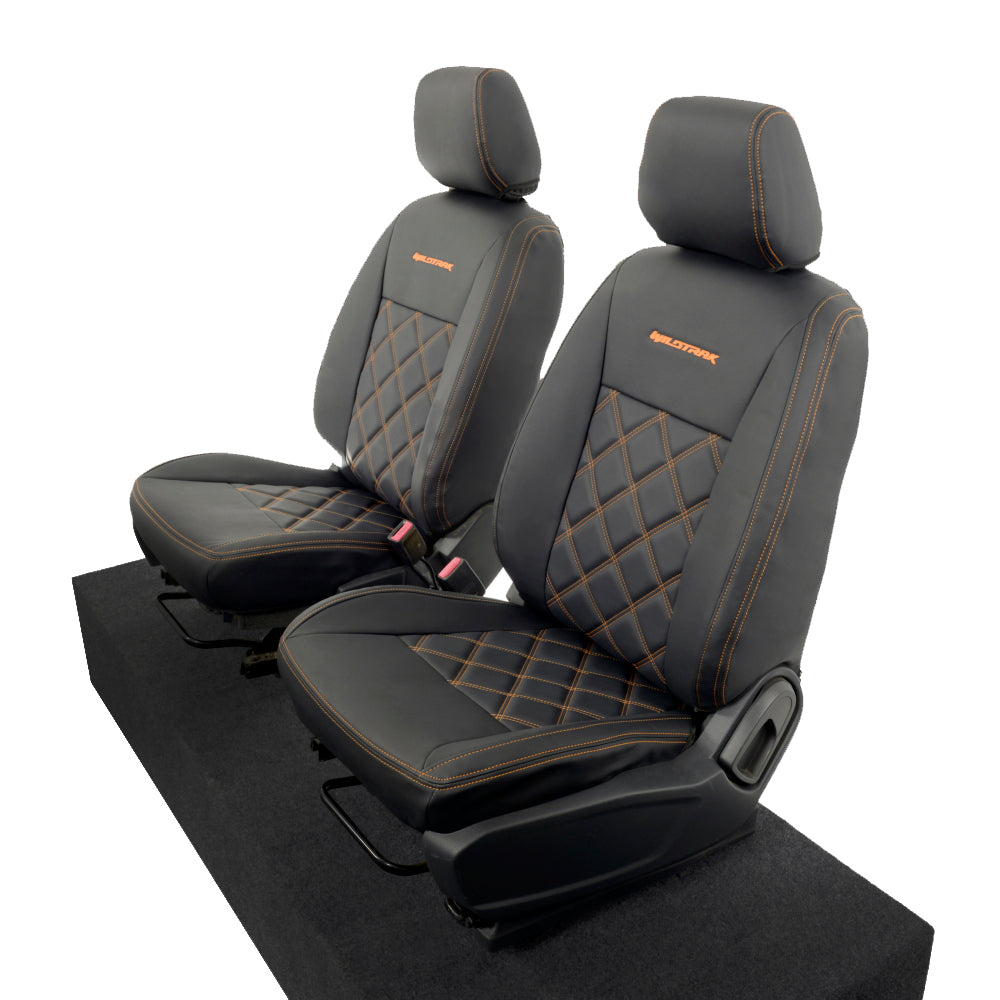 Ford Ranger Wildtrak Leatherette Front Seat Covers with 'Wildtrak' Embroidery (2016-2023)