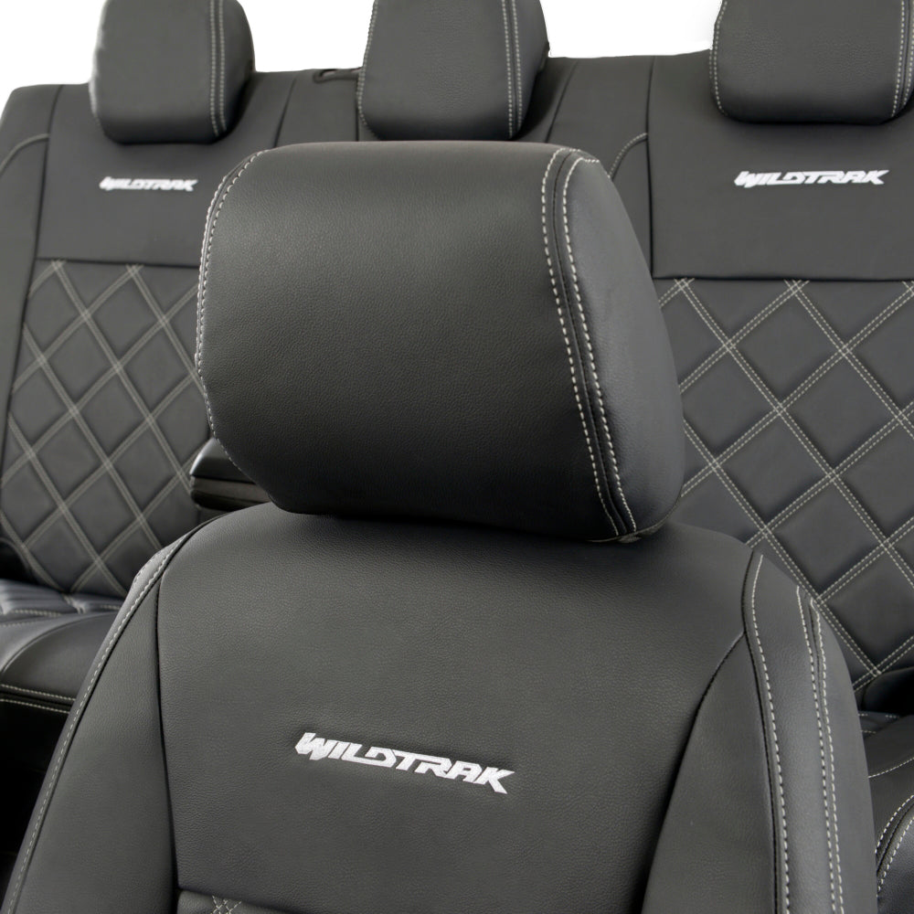 Ford Ranger Wildtrak Leatherette Front & Rear Seat Covers with 'Wildtrak' Embroidery (2016-2023)