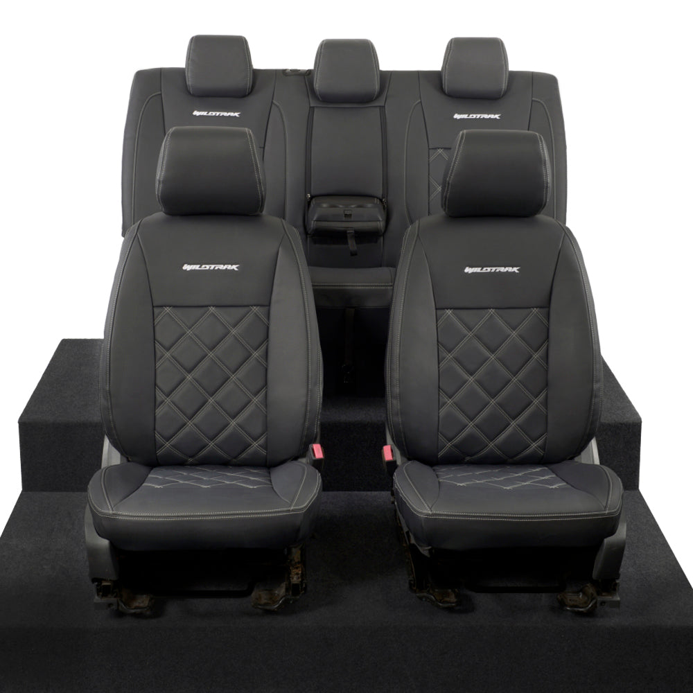 Ford Ranger Wildtrak Leatherette Front & Rear Seat Covers with 'Wildtrak' Embroidery (2016-2023)