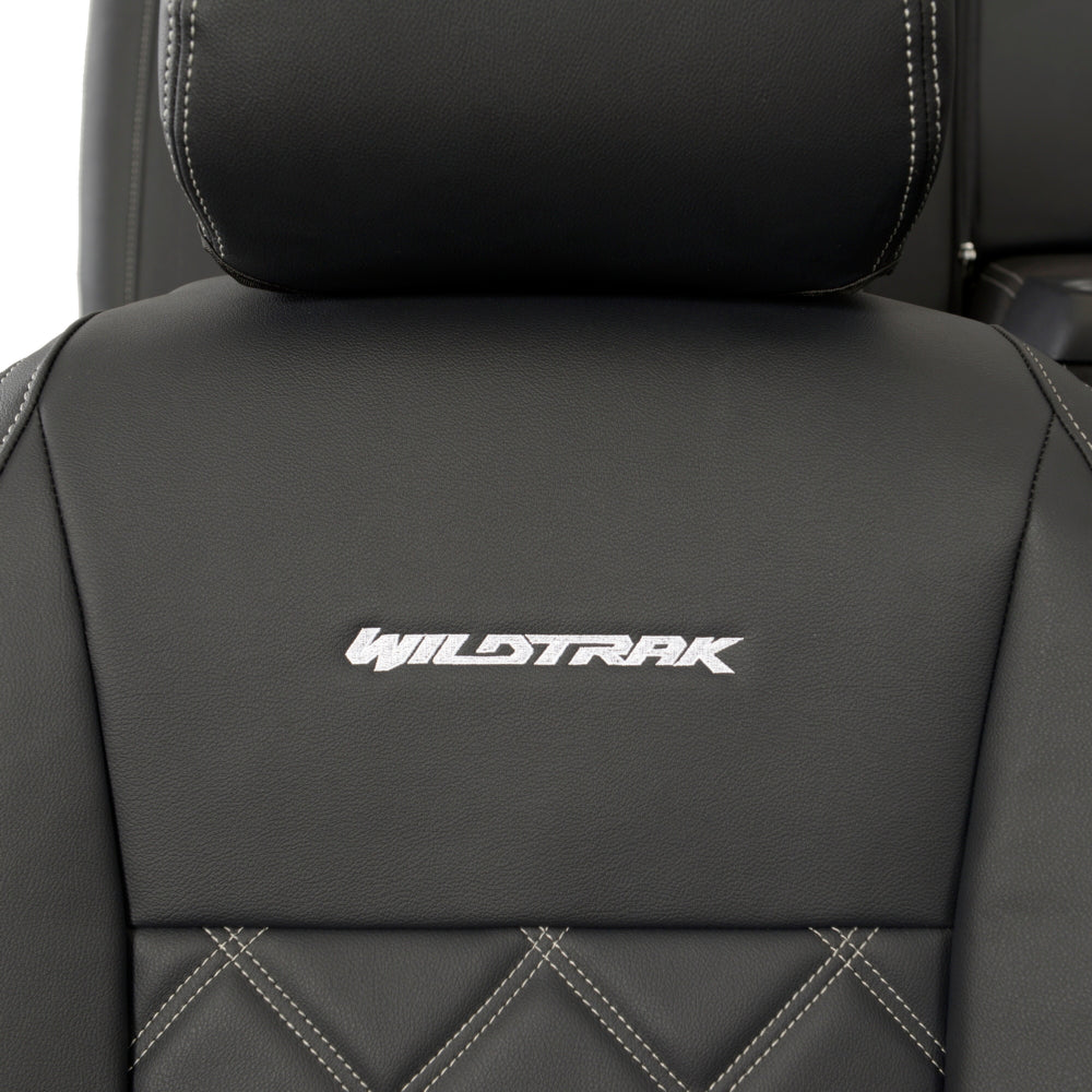 Ford Ranger Wildtrak Leatherette Front & Rear Seat Covers with 'Wildtrak' Embroidery (2016-2023)