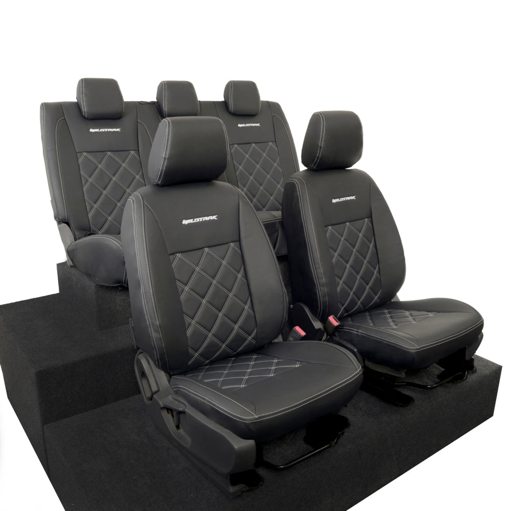 Ford Ranger Wildtrak Leatherette Front & Rear Seat Covers with 'Wildtrak' Embroidery (2016-2023)