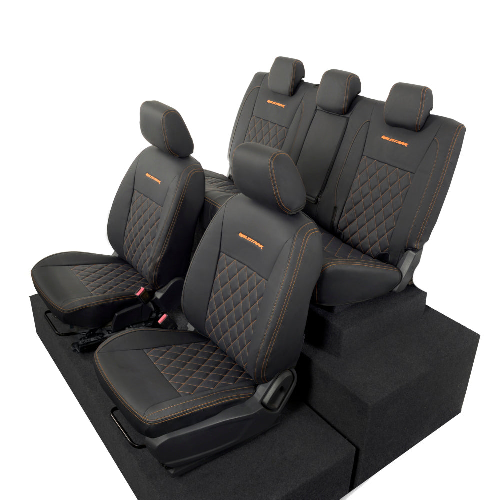 Ford Ranger Wildtrak Leatherette Front & Rear Seat Covers with 'Wildtrak' Embroidery (2016-2023)