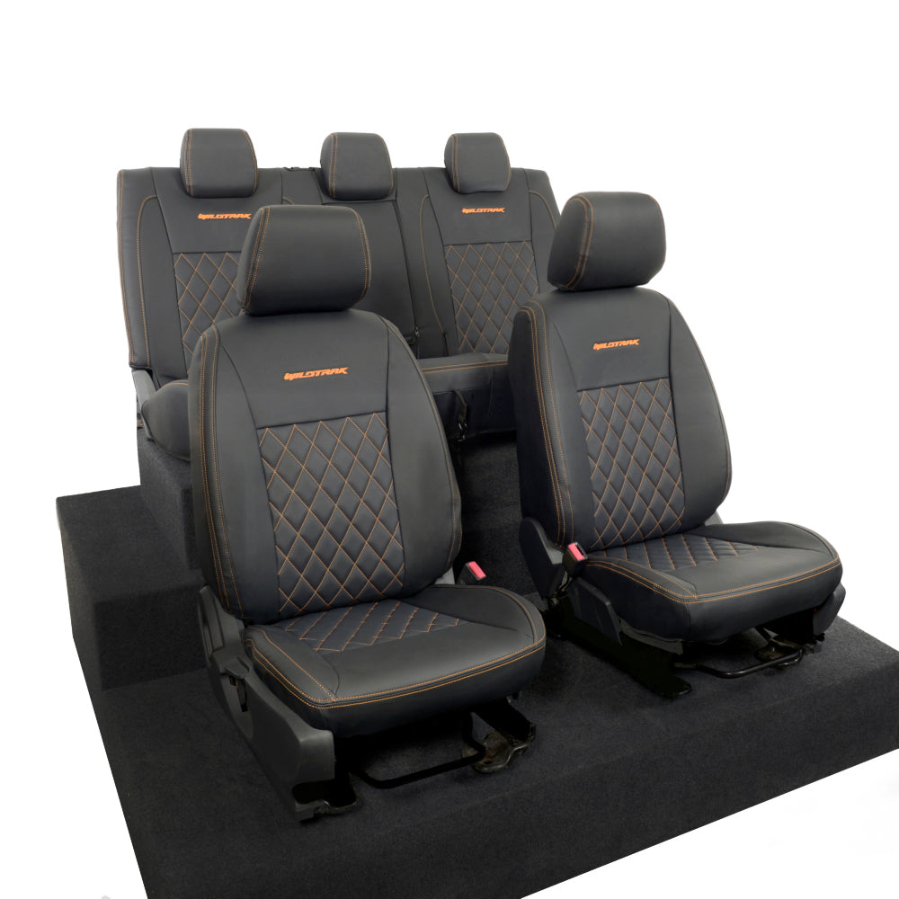 Ford Ranger Wildtrak Leatherette Front & Rear Seat Covers with 'Wildtrak' Embroidery (2016-2023)
