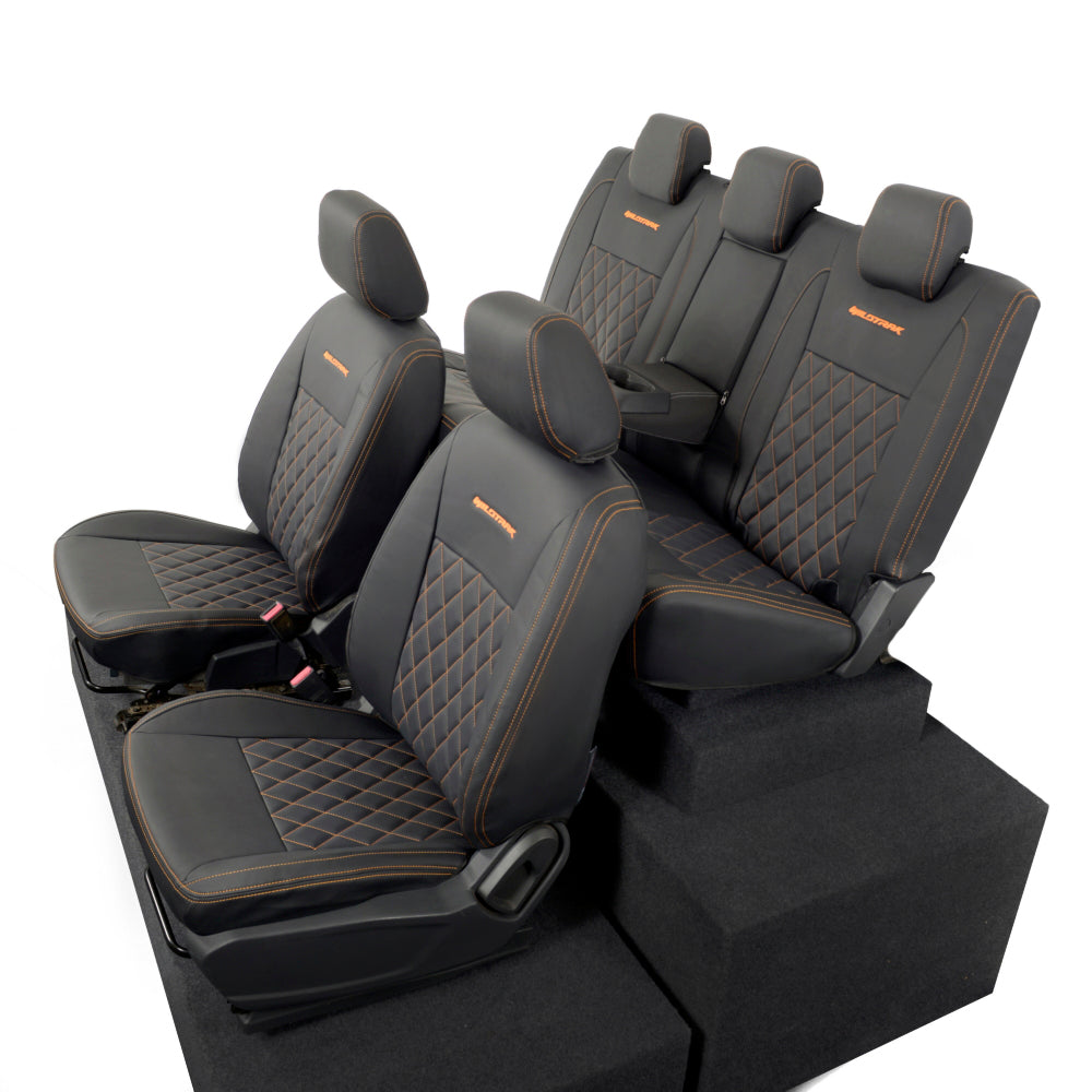 Ford Ranger Wildtrak Leatherette Front & Rear Seat Covers with 'Wildtrak' Embroidery (2016-2023)