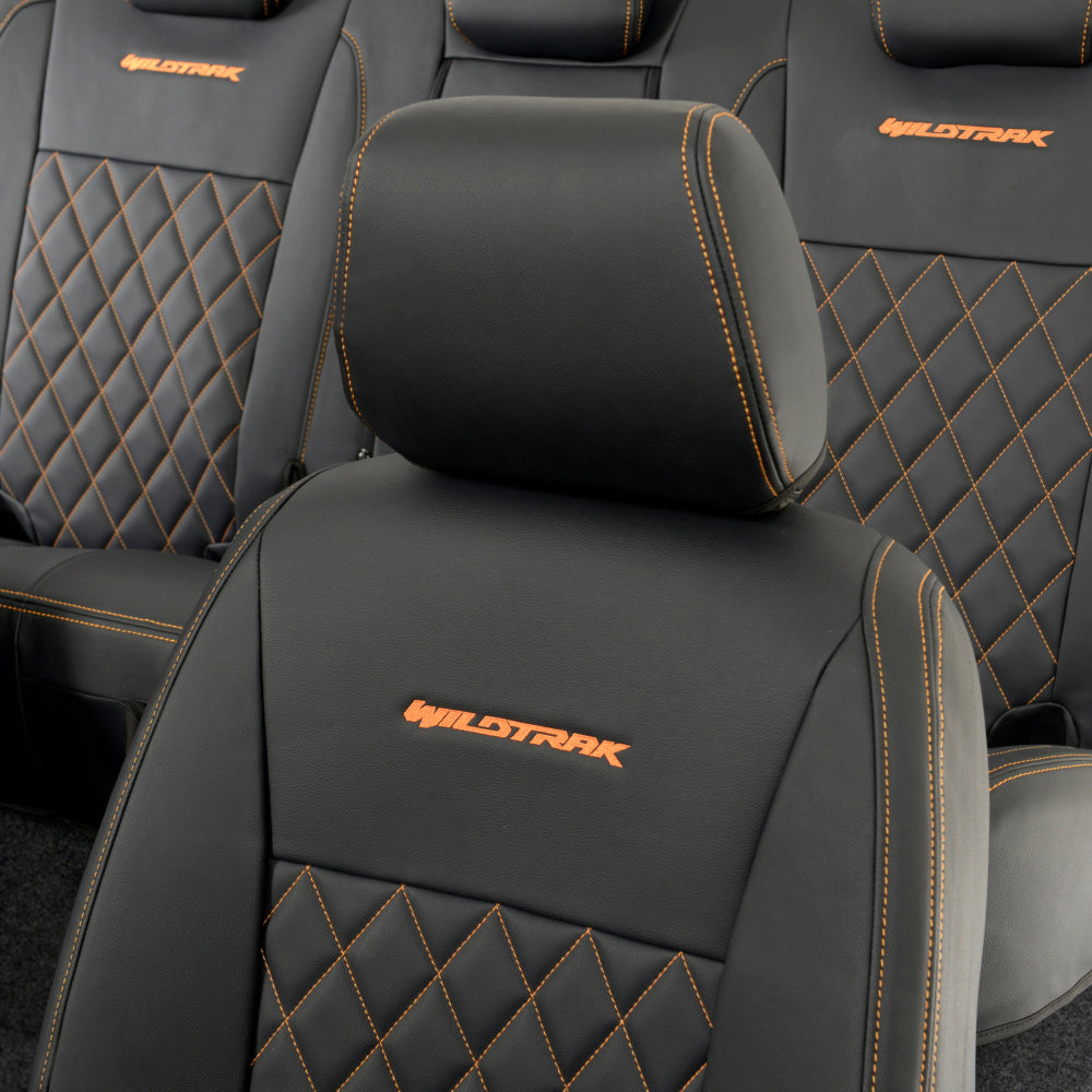Ford Ranger Wildtrak Leatherette Front & Rear Seat Covers with 'Wildtrak' Embroidery (2016-2023)