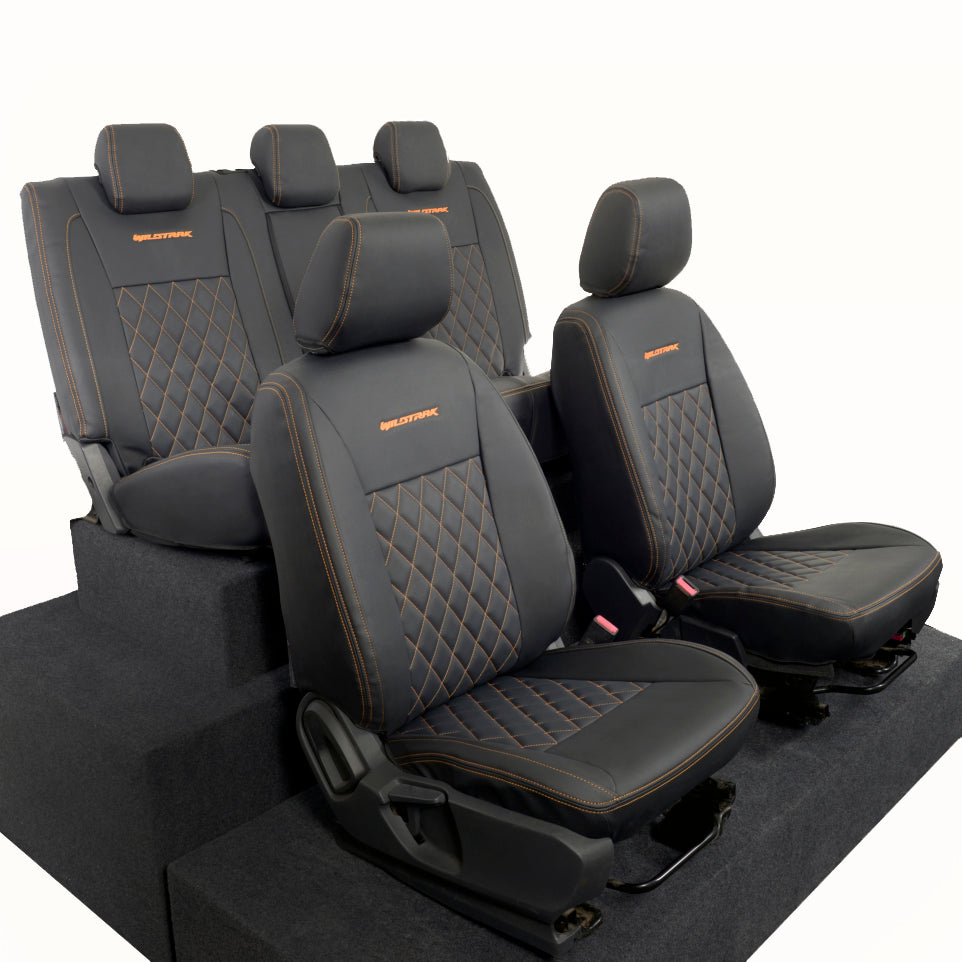 Ford Ranger Wildtrak Leatherette Front & Rear Seat Covers with 'Wildtrak' Embroidery (2016-2023)
