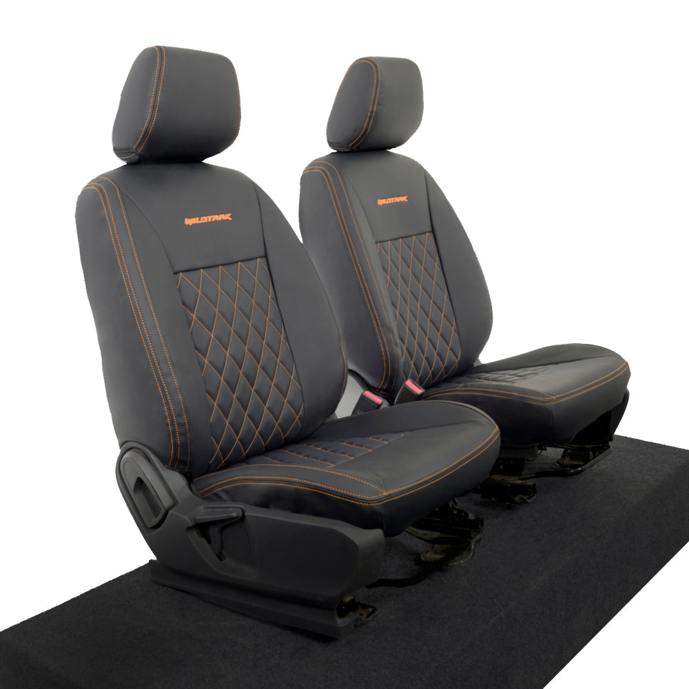 Ford Ranger Wildtrak Leatherette Front Seat Covers with 'Wildtrak' Embroidery (2016-2023)