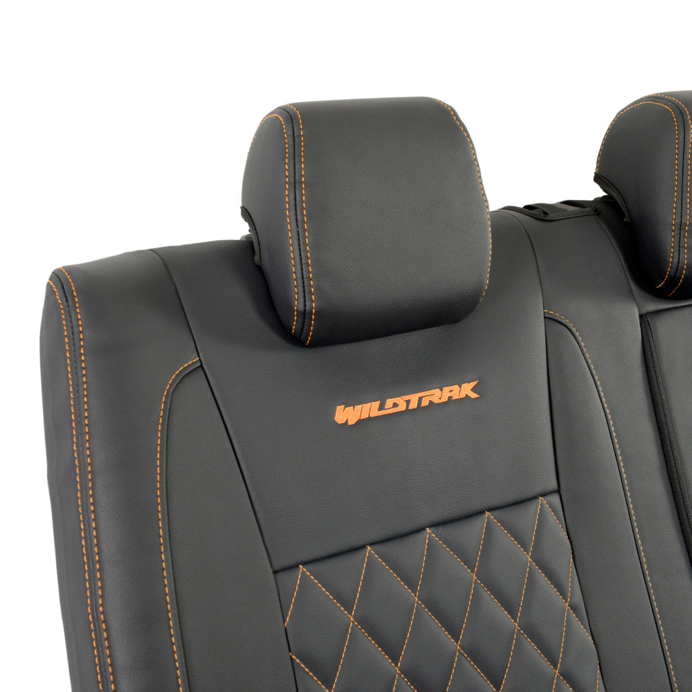 Ford Ranger Wildtrak Leatherette Rear Seat Covers with 'Wildtrak' Embroidery (2016-2023)