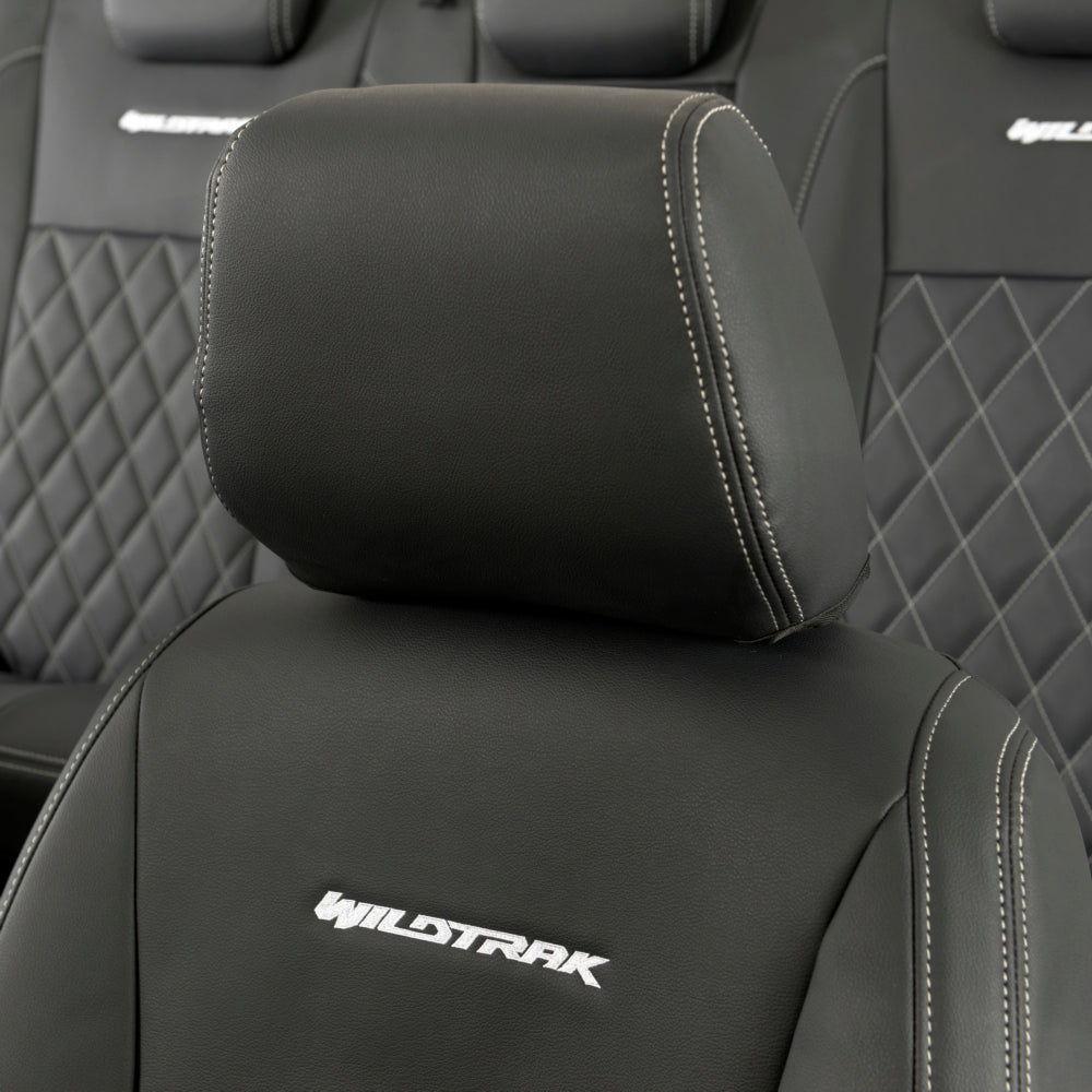 Ford Ranger Wildtrak Leatherette Front & Rear Seat Covers with 'Wildtrak' Embroidery (2016-2023)