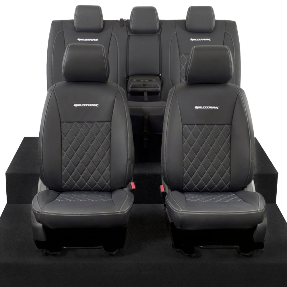 Ford Ranger Wildtrak Leatherette Front & Rear Seat Covers with 'Wildtrak' Embroidery (2016-2023)